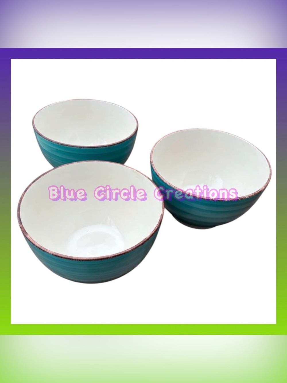 Royal Norfolk Turquoise Swirl Stoneware Bowls Set of 3